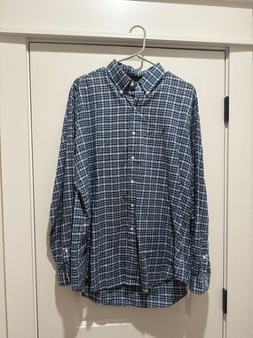 Polo by Ralph Lauren Navy and Light Blue Plaid Button-Down Shirt